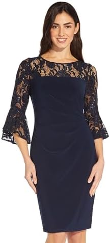 adrianna papell rosie lace sheath dress Amazon.com: Adrianna Papell Women's Bell Sleeve Rosie Embroidered Sheath  Dress, Midnight, 6 : Clothing, Shoes & Jewelry