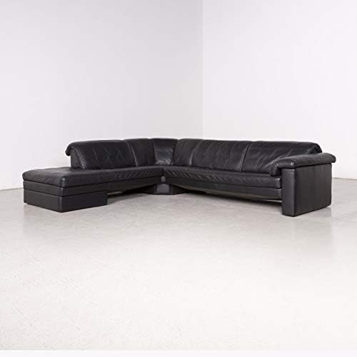 Rolf Benz Designer Leather Sofa Black Corner Sofa Genuine Leather