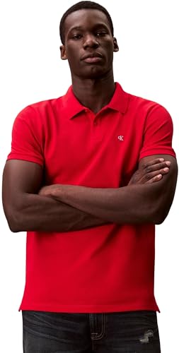 Herren Poloshirt Kurzarm Monogram Pique aus Baumwolle, Rot (Adrenaline Rush), M