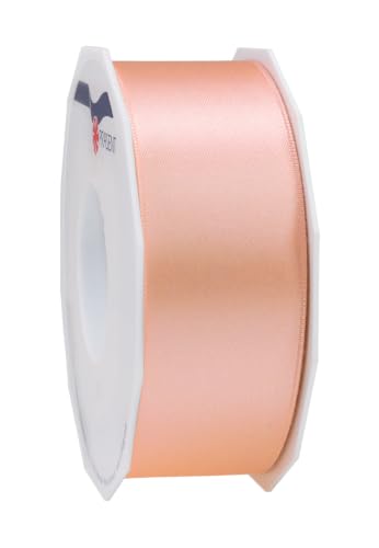 PRAESENT C.E. Pattberg SATIN apricot gift ribbon, 27 yards for Wrapping Gifts, 1.6 inches width, Ribbon for Decorating & Crafting, Decorative Ribbon for Gifts, for every occasion
