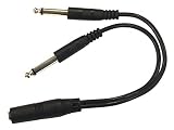 9 Inch Long 1/4 Inch Mono TS Female to 2 X 1/4 Inch Male Mono TS Y Splitter Cable