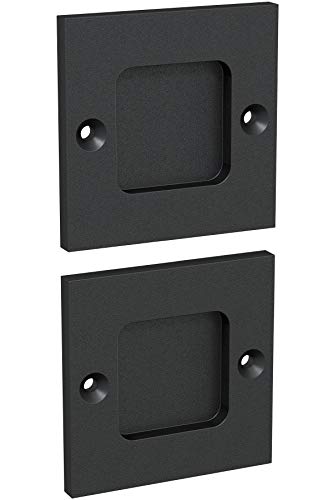 Tibres - Finger Pulls for Closet Door - 2.5" Square Sliding Door Pulls Handles - Flush Pulls for Pocket Door - Matte Black - Set of 2 — image 1