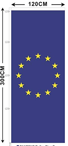 BGFint EU Flag 120 x 300 cm Europe Flag Fabric 110 g/m² for Flagpoles with Boom