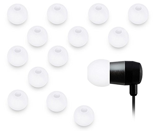 Xcessor High Quality Replacement Silicone Earbuds 7 Pairs (Set of 14 Pieces). Compatible With Most In Ear Headphone Brands. Size: MEDIUM. White