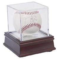 BallQube Grandstand Baseball Display on a Wood Base