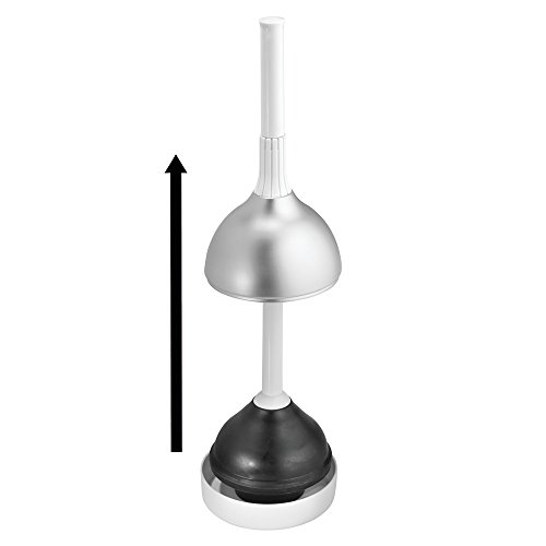 InterDesign Metro Ultra Toilet Plunger with Cover for Bathroom Storage - Silver/White