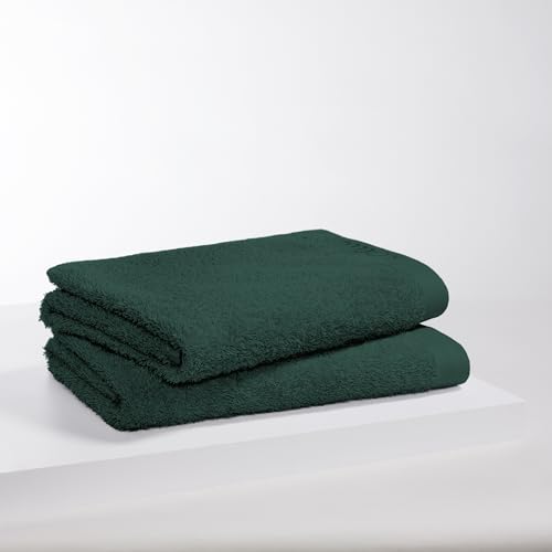 s.Oliver 2 TLG Duschtuch Set 70x140cm - 100% Baumwolle, 600 g/m², weich & saugstark, Doppelpack Duschtücher flaschengrün