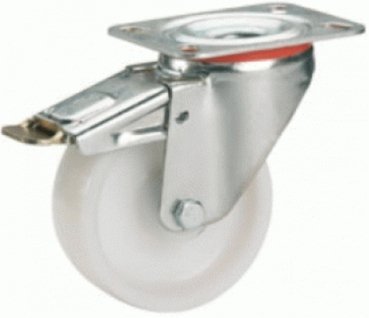 Dörner + Helmer 732141 Polyamide Swivel Castor with Locking Wheels 80 x 30 mm/Panel 100 x 85 mm