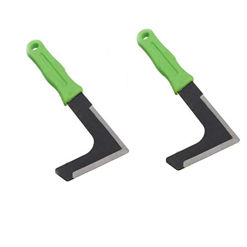 Chiloskit 2PCS Carbon Steel 8.2" L-Shape Blade Side-Walk Weeding Sickler Weed Puller Weeder Tool Machete Hook Knife Yard Lawn Tool - Thumbnail 4