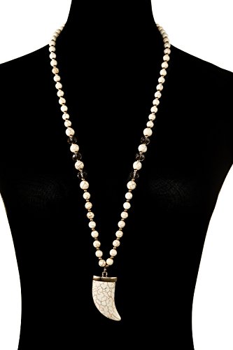 Algopix Similar Product 11 - Sanifer Long Bead Necklace Crescent