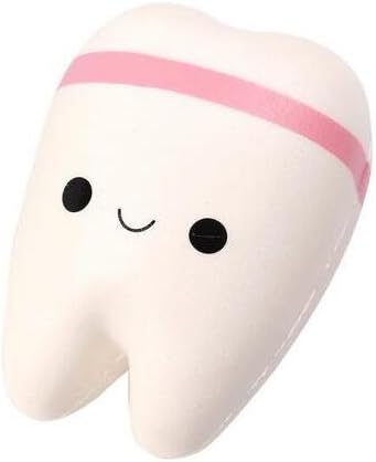 Squishies Slow Rising Squishy Toy Jumbo Slow Rising Tooth Squishy Stress Relief Pendant Kids Squeeze Toy (Pink) 3.9" 1pcs