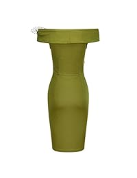Pinup moda mujer Celebrity Vintage Bowknot Vestido de fiesta de cóctel Stretch Bodycon, L, Verde