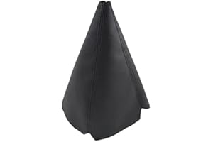 BaiyoouAuto Universal Car Shift Knob Boot Dust Cover, Shift Boot Cover, Made of Pu Leather with Black Seams Red Seams and Blue Seams (Black)