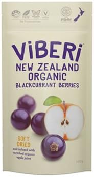 ViBERi - New Zealand Organic Blackcurrant Berries - Soft Dried 3.5oz / 100g