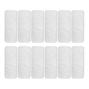 ALVABABY 12pcs Microfiber Inserts,Soft Cloth Diaper Liner,3-Layer Absorbent Inserts,Reusable Liners for Baby Cloth…