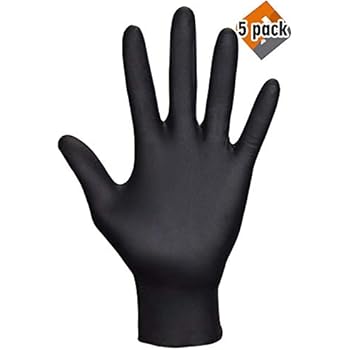SAS Safety 66518 Raven Powder-Free Disposable Black Nitrile 6 Mil Gloves, Large, 100 Gloves by Weight (X5pack)