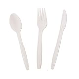 Benail 260 Pack Compostable/Biodegradable Durable Cutlery Eco-Friendly GO Green 7" Disposable Cutlery Set 100 Forks 100 Spoons 60 Knives Made from Cornstarch