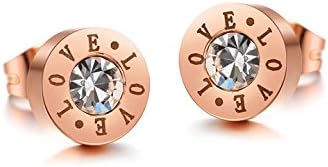 Lvxuan Stainless Steel Jewelry Rose Gold Plated Stud Earrings for Women Womens Earings Fashion Jewelry