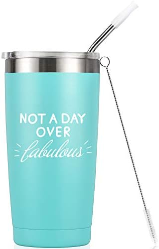 Not A Day Over Fabulous I Birthday Mug Tumbler I Vacuum-Insulated Stainless Steel Mug Tumbler with Lid, Birthday Gift for Her Mom Women Daughter, 20-Ounce Mint