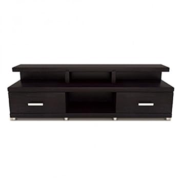 FLAIR FURNITURE Open LCD Base with Two Drawer Modern Design with Steel Legs (Black Color Laminate) Indian Tv Unit