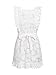 Fashiomo Women's Lace Floral Hollow Out Mini Dress Ruffle Tie Waist Summer Dress White,M