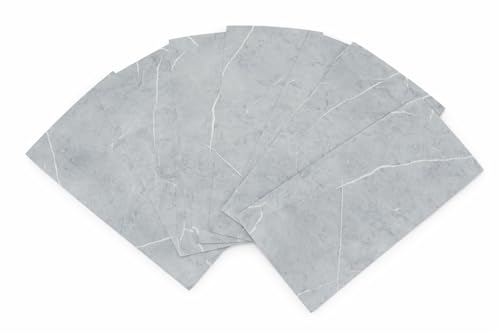 Placas Adesivas Mármore 3D Autocolantes Kit com 30 Unidades Revestimento Decorativo Lavável para Parede, Quarto, Sala e Banheiro 30cm x 60cm (Mármore Cinza Pietra, 30cm x 60cm)