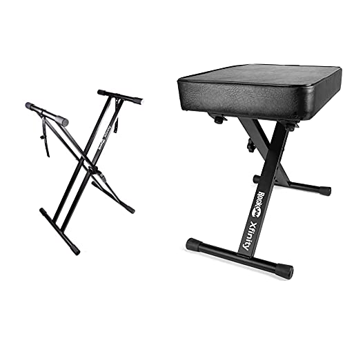 RockJam Xfinity HeavyDuty, DoubleX, Adjustable Piano Keyboard Stand