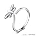 Chic 925 Sterling Silver Lady Dragonfly Opening Adjustable Ring