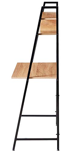 Offex Home Office Black Ladder Steel Frame Desk with Wooden Bookcase Above - Thumbnail 4