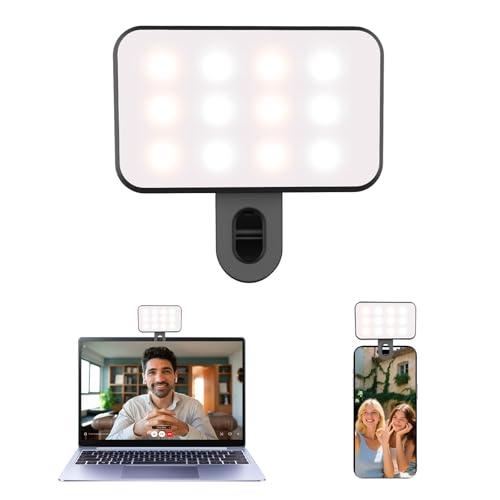 Portable Mini Selfies Light for iPhone: Rechargeable Phone Fill Lights, Ring Light for Camera Picture, Makeup Photos, Video Conferencing, Laptop Use, Zoom Meetings