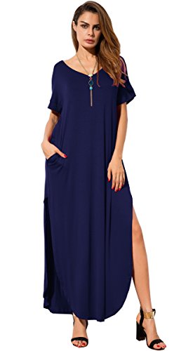 Grecerelle women s casual loose pocket long dress short…