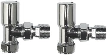 iBathUK Essence 15mm Angled Radiator Valve Pair Chrome Round ABS Head Brass
