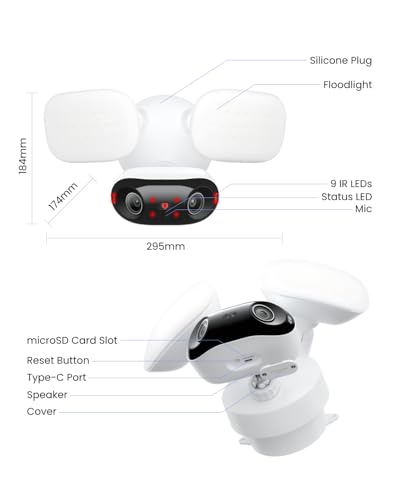 Reolink Elite Floodlight WiFi, 4K 8MP 180° Panoramic Wired Floodlight Camera, Adjustable 3000 Lumens Spotlights, AI Video Search, Dual-Band Wi-Fi 6, 24/7 Recording, No Monthly Fees
