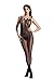 Beluring Womens Sheer Open Crotch Striped Fishnet Full Bodystocking