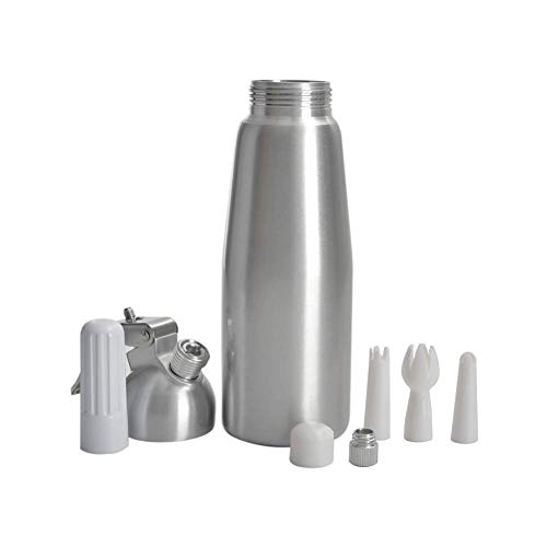 Professional Whipped Cream Dispenser Large 500ml/1 Pint Capacity Canister with 3 Various Nozzles, Cleaning Brush - Thumbnail 2