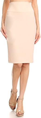 Fashion Brands Group Scuba Pencil Skirt Midi Bodycon Skirt Knee High Skirt, Office Skirt High Waist (Blush, Small)