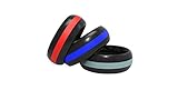 3 Pack - Middle Line Silicone Wedding Band - Silicone Wedding Ring - Black with Blue, Grey, Red