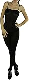 ToBeInStyle Women's Opaque Crotchless Spaghetti Strap Body Stocking - Black - R