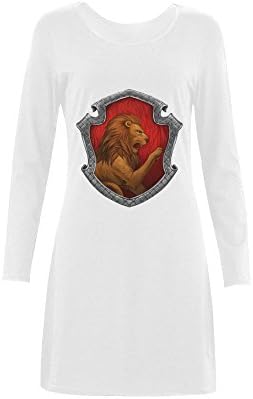 Women's Harry Potter Gryffindor Sleep Dress Nightshirt Sleep T-Shirt Long Sleeve White
