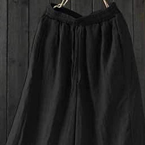 Botrong Plus Size Women High Waist Wide Leg Pants Trousers Loose Pants (Black,XXXXXL) - Thumbnail 3