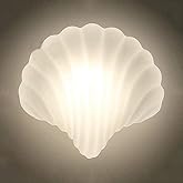 LITFAD Milk Glass Shell Shaped Wall Light One Light Modern Style LED Sconce Light Wall Lamp in White for Dining Room Bedroom 