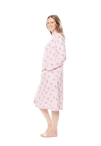 Dreams Women's Plus Size Quilted Zip-Front Robe Nightgown in