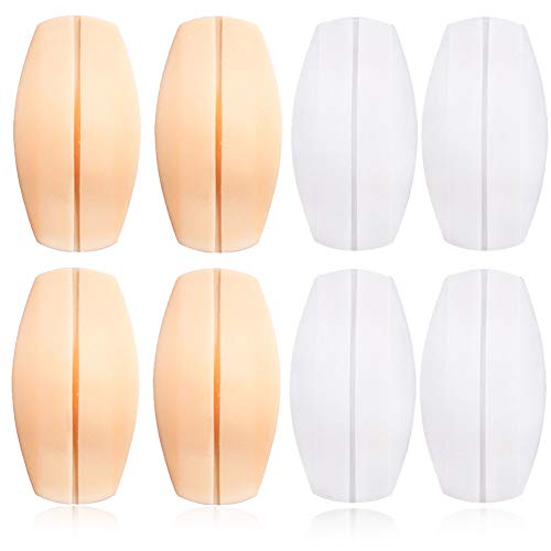 8 Pieces Bra Strap Cushions Women's Soft Silicone Bra Strap Pad Holder Non-slip Relief Pain Shoulder Pads Comfort Protectors - 2 Color, White, Beige