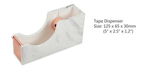 MultiBey Desktop Tape Dispenser Gold Rose Gold Metal Core Marble White Texture Office Supplies 1" (Rose Gold)