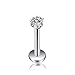 Areke Women's Stainless Steel Cubic Zirconia Piercing Unisex Labret Small Lip Ring/ Tragus/ Helix Earrings Color White