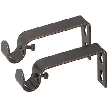 Ivilon Fixed Brackets for Curtain Rods - for 1/2 or 5/8 Inch Rods. Set of 2 - Oil Rubbed Bronze