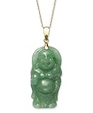 14k Yellow Gold Natural Jade Buddha Necklace