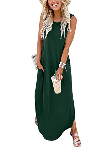 ANRABESS Women Summer Maxi Dress Beach Vacation Sundress Sleeveless Casual Loose Shirt Dresses 2025 Travel Outfits