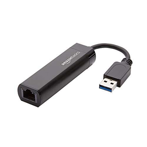 Amazon Basics USB 3.0 to 10/100/1000 Gigabit Ethernet Internet Adapter, Black