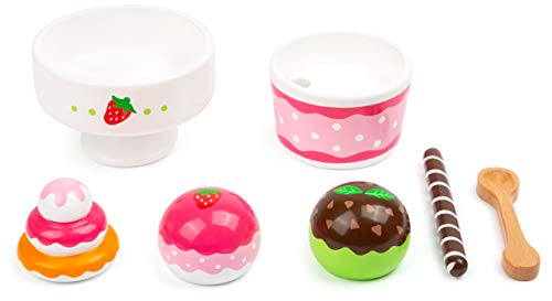 Small Foot 11481 Eiscreme Set Venezia, Zwei Eisbecher aus liebevoll handbemaltem Holz für die Kinderküche Spielzeug… – Bild 4